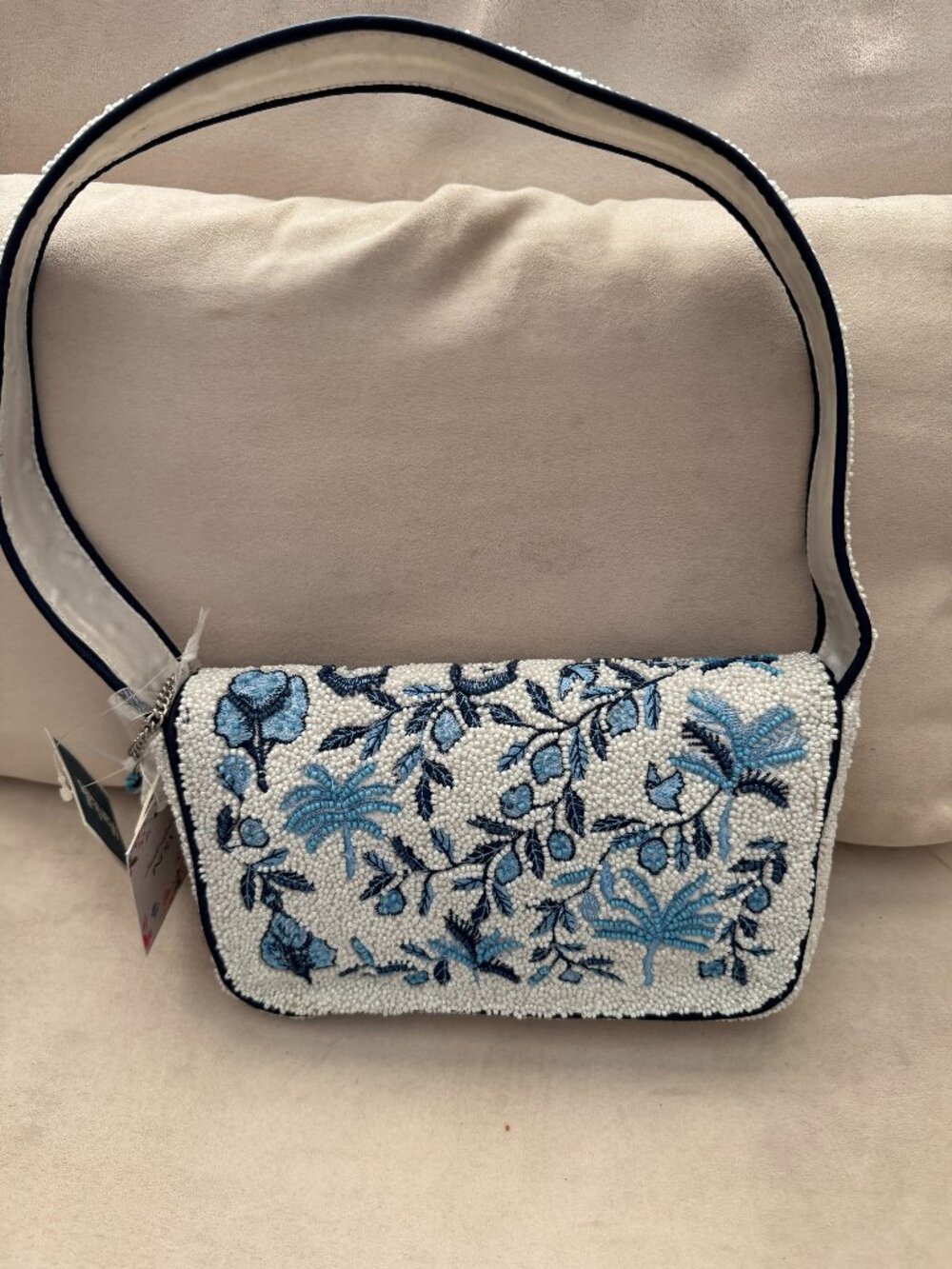 Blue Beaded Bag